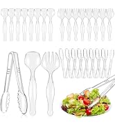 Mwellewm 24Pcs Plastic Serving Utensils Disposable Serving Spoons for Buffet Clear Forks Serving ...