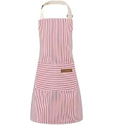XLSXEXCL Stripes Kids Apron, Kids Cooking Aprons with 2 Pockets, Cute Kids Aprons for Cooking for...