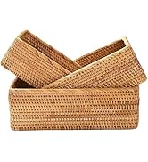 Rattan Storage Baskets, Wicker Baskets for Organizing, Hand Woven Fruit Basket, Decorative Basket...