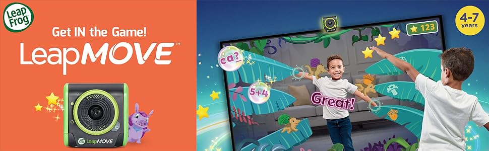 LeapFrog, Get IN the Game! LeapMove. Kid sees himself on TV while playing the learning video game.