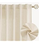 Naturoom Linen Curtains 84 Inch Length for Living Room 2 Panels Rod Pocket Back Tab Light Filteri...