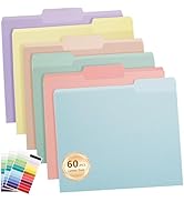 Color File Folders, 1/3-Cut Tabs, Letter Size, 6 Colors Organizer File Folders for School Home Of...