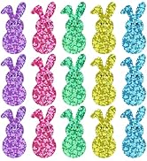 Easter Stickers 600 Pcs Laser Bunny Stickers 1.5 Inch 5 Colors Easter Bunny Stickers Rabbit Self-...