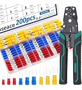 smseace 201pcs Crimping Tool with Fork Spade Connectors 12-Sizes(M3/M4/M5/M6) 22-10AWG Wire Fork ...
