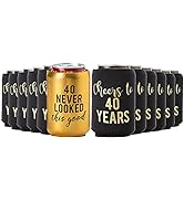Cheers to 40 Years and 1 METALLIC GOLD "40 Never Looked So Good" Birthday Party Can, Set ...