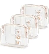 MODENGKONGJIAN TSA Approved Toiletry Bag, 3 Pcs Clear Toiletries Bags Quart Size Travel Makeup Co...