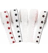 ZNZAKKA 10 Yards Cotton Eyelet Lace Trim Set, 1.2 Inch Flower Embroidered Scalloped Edge Ribbon f...