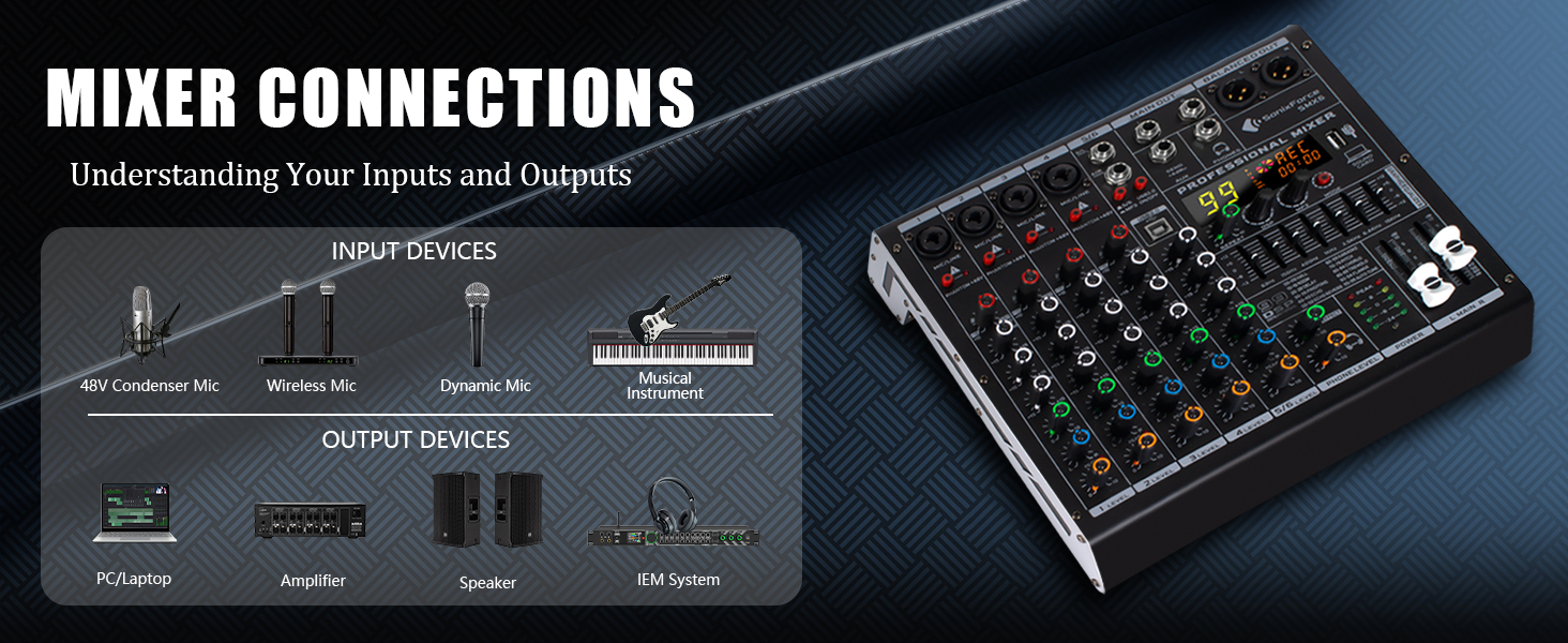 mixing board small portable compact audio mixer dj mixers digital mixer