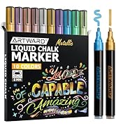 ARTWARD Liquid Chalk Markers,10 Pack Metallic Colors with 6mm Reversible Tip,For Chalkboard,Menu ...
