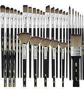 Bougimal 33 Pcs Paint Brush Set, Artist Paint Brushes for Acrylic Painting, Oil, Watercolor, Goua...