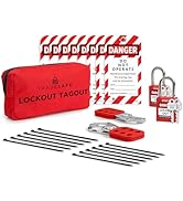TRADESAFE Lockout Tagout Kit with Hasps, Lockout Tags, Red Loto Locks - Electrical Lock Out Tag O...