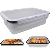 FUSMYE Silicone Collapsible BBQ Prep Tub with Lid, 10L/338oz/2.64Gal, XXXL Large Food Container, ...
