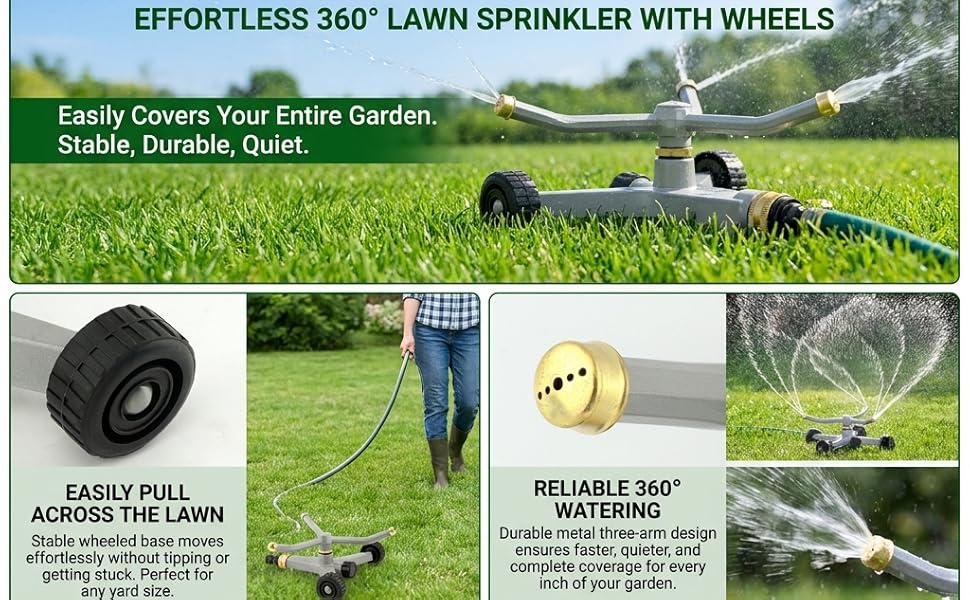 Metal Rotating Water Sprinkler for Lawn