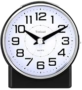 Tinload 4.3" No Ticking Analog Alarm Clock,Silent Readable for Seniors,Easy to Set,Gradual Rise A...