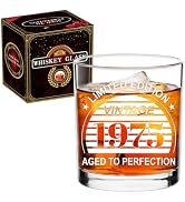 Vintage 1975 Whiskey Glasses, Bourbon Glass, 50th Birthday Gifts Men, 50th Birthday Decorations f...