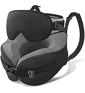 YFONG Travel Pillow for Long Flight Airplane, Head Strap Combo with 3D Contoured Sleep Eye Mask, ...