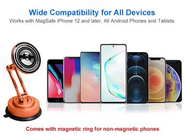 Universal Hermes Orange magnetic mount, fits all phones, chic style for women
