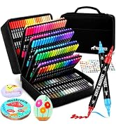 Pagather Acrylic Paint Markers, 168 Colors Dual Tip Fine & Brush Pens Set | For Rocks, Fabric, Wo...