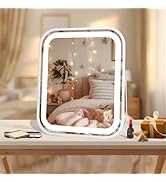 LAKFUES Beauty Gifts LED Makeup Mirror 8x10 Rechargeable with 3 Color Settings, Touch Control, Po...