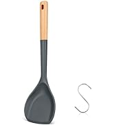 Wok Spatula, Silicone Wok Spatula Turner with Heat Resistant Wooden Handle, Kitchen Utensil Cooki...