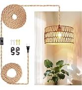 Hanging Light .Ceiling Lamp Pendant Lights Rattan Hanging Lamp with Plug in Cord for Living Room....