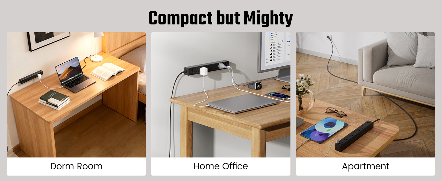 surge protector power strip for home office, college dorm room essentials