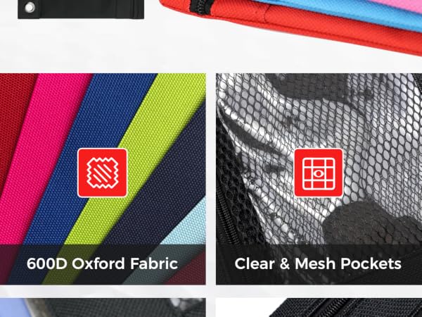 2-Pocket Zipper Pencil Case with Clear Window & Mesh Pocket