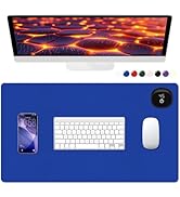 Niniubye Heated Desk Pad, 23.6" x 14.2" Leather Non-Slip Warm Desk Pad, Large Mouse Mat with 3 Le...