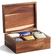 Danfoxer Acacia Wooden 6 grids Tea Bag Organizer Storage Box Teabox
