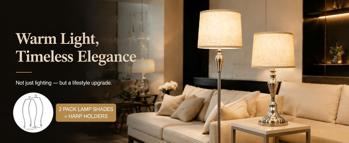 2 PACK LAMP SHADES + HARP HOLDERS