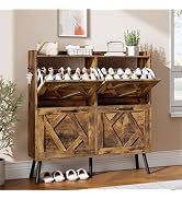 Nicetree Shoe Cabinet Storage for Entryway, Freestanding Shoe Storage Cabinet, Farmhouse Narrow S...