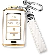 MILD EAST for Jeep Key Fob Cover with Keychain, Car Key Case Shell Protection 5 Buttons, Fit for ...