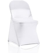 bricia 12 PCS White Stretch Spandex Folding Chair Slipcovers, Dining Room Chair Covers Stretch Ch...