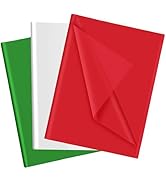 Red Green White Tissue Paper for Gift Bags - 30 Sheets of Red Green Wrapping Tissue Paper Bulk Pa...