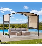 Sunjoy Lindt 9.5 x 11 ft. Outdoor Steel Arched Pergola with Adjustable Canopy for Patio, Backyard...