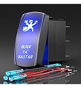 Rocker Switch Burn YA' BASTAR,Laser Etched Toggle Switch ON/Off SPST 5Pin 12V 24V Switch Jumper W...