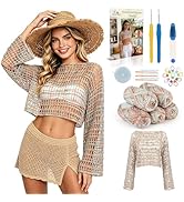Aeelike Beginner Crochet Kit for Adults, Crochets Set Ombre Cotton Yarn & Step-by-Step Video Tuto...