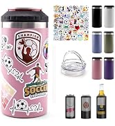 16oz Insulated Can Cooler & Tumbler with 2 Lids, Fits 12oz Beer & Soda Cans, Double Wall Stainles...