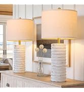 PoKat 27'' Tall Table Lamps for Living Room, Farmhouse Bedside Lamps Set of 2 for Bedroom, Rustic...