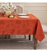 Softalker Fall Jacquard Rectangle Tablecloth, 60 x 102 Inch Burnt Orange | Thanksgiving Maple Lea...