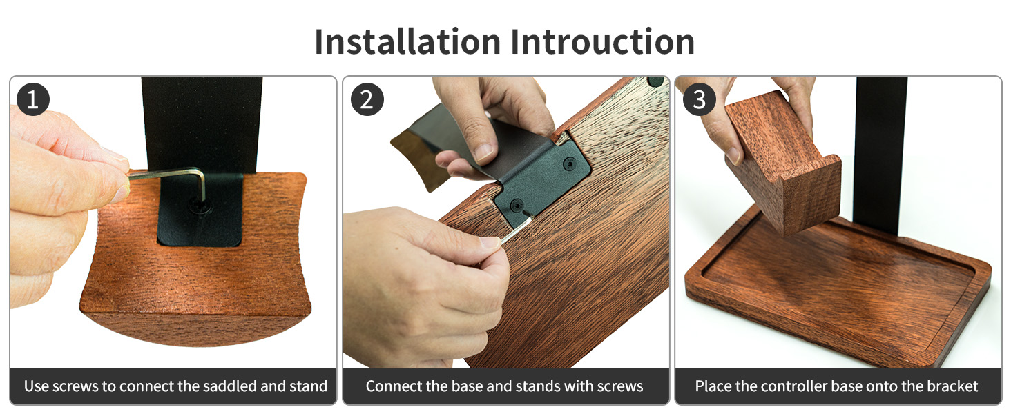 Solid Walnut Wood Headphone Stand with Controller Holder|2-in-1 Gaming Desk Organizer|for PS5
