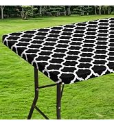 smiry Rectangle Picnic Tablecloth, Waterproof Elastic Fitted Table Covers for 6 Foot Tables, Wipe...