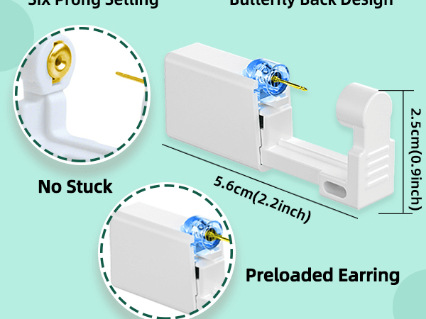 12 Pcs Ear Piercing Kit Disposable Ear Piercing Gun Kit with 4 Pcs 6 Prong Setting Cubic Zirconia