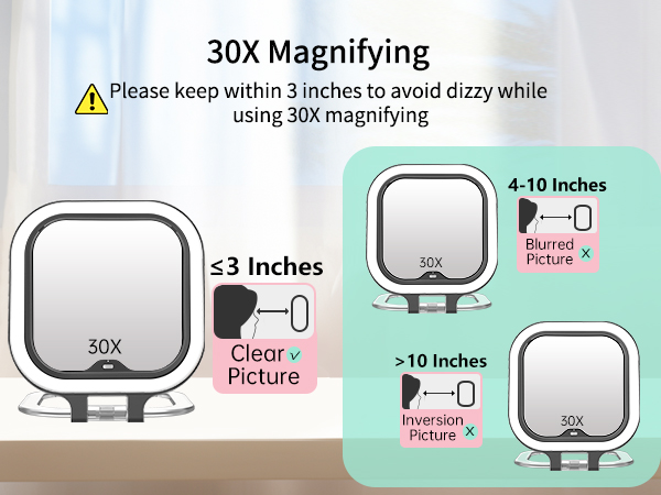 travel lighted 30x magnifying mirror