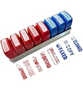 Zeokiar 8 PCS Office Stamps Set, Self Inking Rubber Business Stamp in Red and Blue Ink, Copy Paid...
