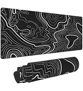 Black Topographic Contour Extended Big Mouse Pad Large,Gaming Mouse Pad Desk Pad,31.5x11.8x0.12 I...