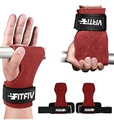 FITFIV Weight Lifting Wrist Strap, Double Leather Weightlifting Wrist Straps for Gym Strength Tra...