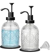 SheeChung 12Oz Vintage Glass Bathroom Soap Dispenser, Kitchen Dish Soap Dispenser with Pump, Refi...
