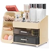 Brothersbox Makeup Organizer with Brush Holder for Vanity, Large Countertop Skincare Storage with...
