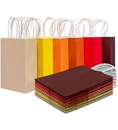 qiqee 30PCS Medium Gift Bag with Handles Bulk 11"x5"x8" Gift Bags 6 Different Red & Yellow Color ...